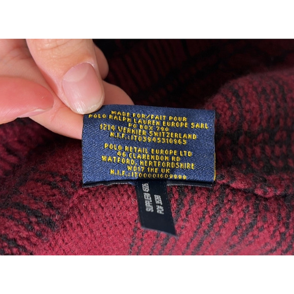 Ralph Lauren Rugby Shawl Collar Cardigan Jacket 2000s Maroon & Black Small Chrty - Picture 8 of 13